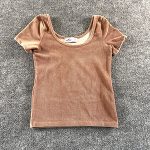 Hollister Baby Tee XS Brown Ribbed Cropped Stretch Y2K Top
